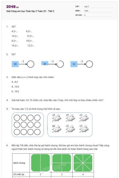 Giải Cùng em học Toán lớp 2 Tuần 22 - Tiết 2