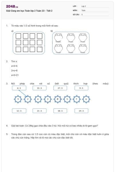 Giải Cùng em học Toán lớp 2 Tuần 23 - Tiết 2