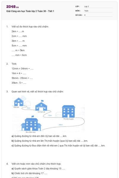 Giải Cùng em học Toán lớp 2 Tuần 30 - Tiết 1
