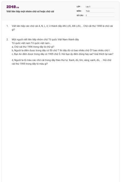 Viết liên tiếp một nhóm chữ số hoặc chữ cái