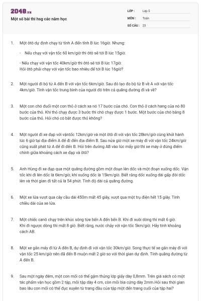 Một số bài thi hsg các năm học