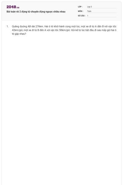 Bài toán về 2 động tử chuyển động ngược chiều nhau