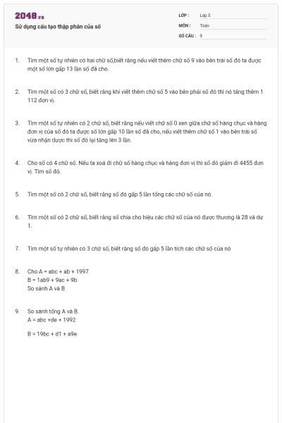 Sử dụng cấu tạo thập phân của số