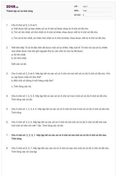 Thành lập số và tính tổng