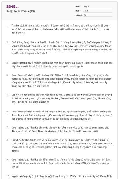 Ôn tập học kì I Toán 4 (P3)