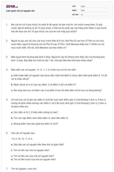 Làm quen với số nguyên âm