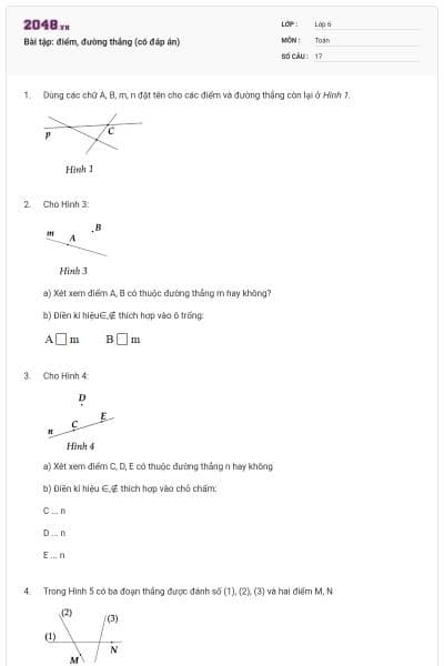 Bài tập: điểm, đường thẳng (có đáp án)