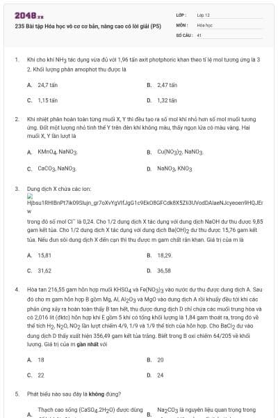 235 Bài tập Hóa học vô cơ cơ bản, nâng cao có lời giải (P5)