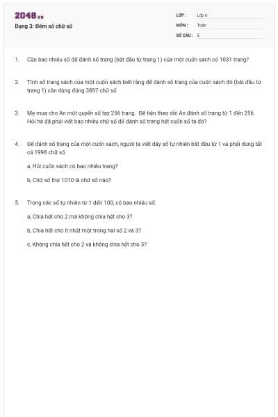 Dạng 3: Đếm số chữ số