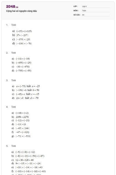 Cộng hai số nguyên cùng dấu