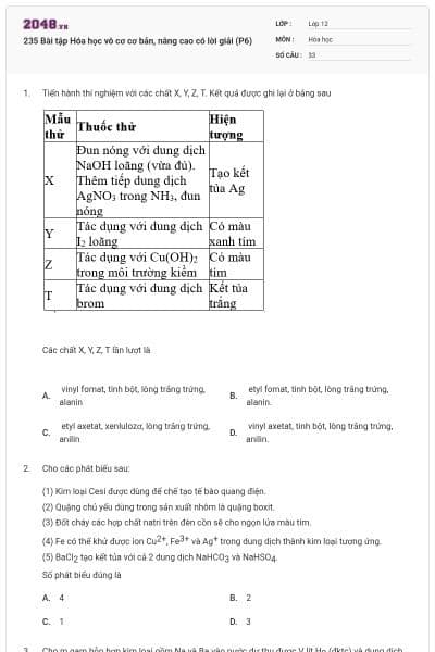 235 Bài tập Hóa học vô cơ cơ bản, nâng cao có lời giải (P6)