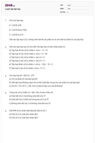 Luyện tập tập hợp