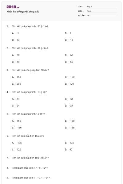 Nhân hai số nguyên cùng dấu