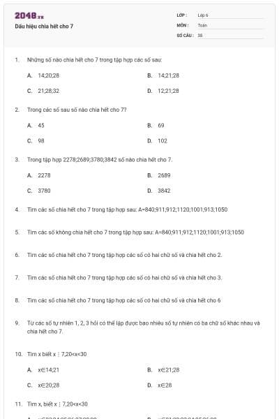 Dấu hiệu chia hết cho 7