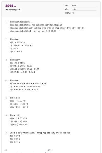 Bài luyện tập số 1