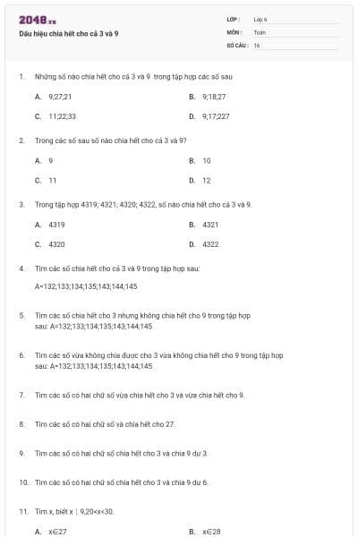 Dấu hiệu chia hết cho cả 3 và 9