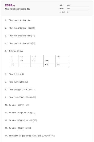 Nhân hai số nguyên cùng dấu