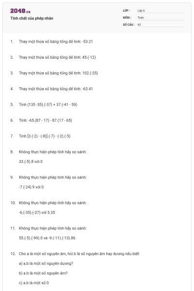 Tính chất của phép nhân