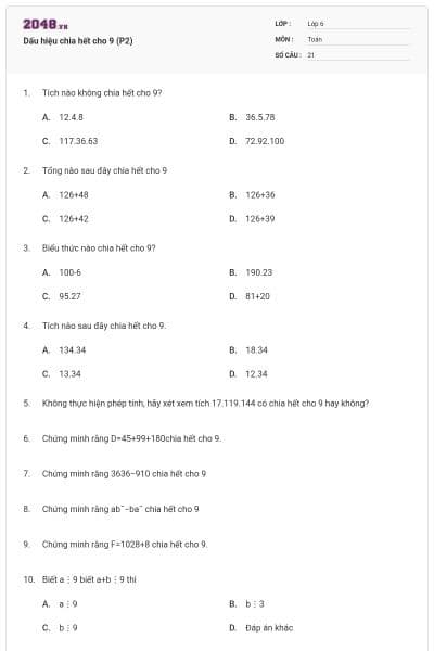 Dấu hiệu chia hết cho 9 (P2)