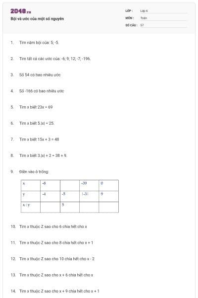 Bội và ước của một số nguyên