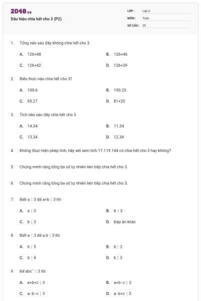 Dấu hiệu chia hết cho 3 (P2)