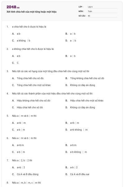 Xét tính chia hết của một tổng hoặc một hiệu