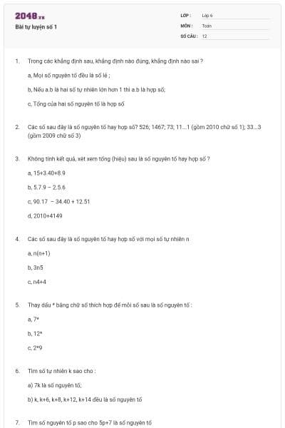 Bài tự luyện số 1