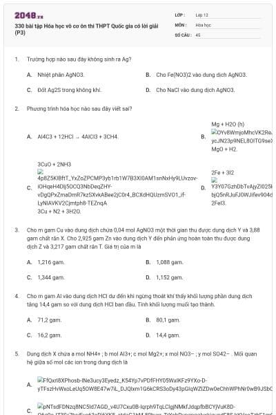 330 bài tập Hóa học vô cơ ôn thi THPT Quốc gia có lời giải (P3)
