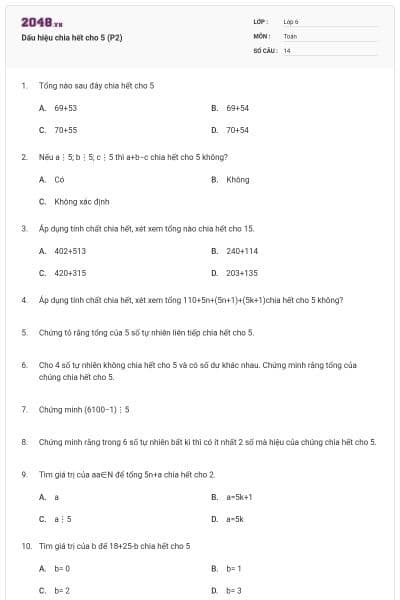 Dấu hiệu chia hết cho 5 (P2)