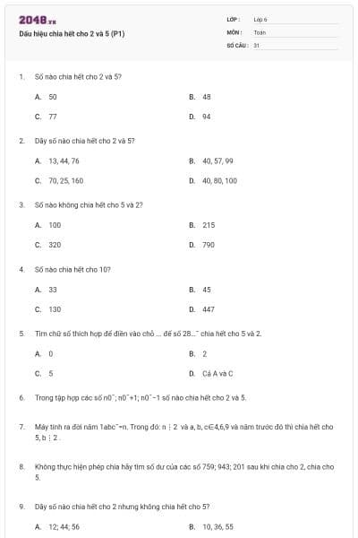 Dấu hiệu chia hết cho 2 và 5 (P1)