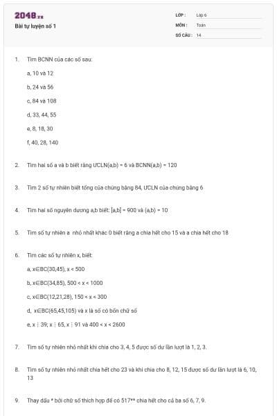 Bài tự luyện số 1