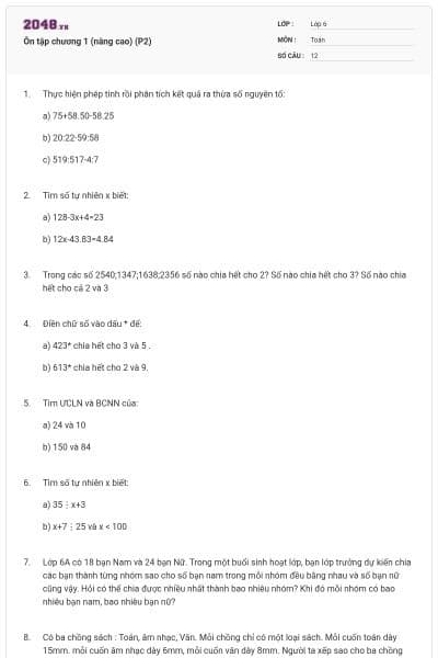 Ôn tập chương 1 (nâng cao) (P2)