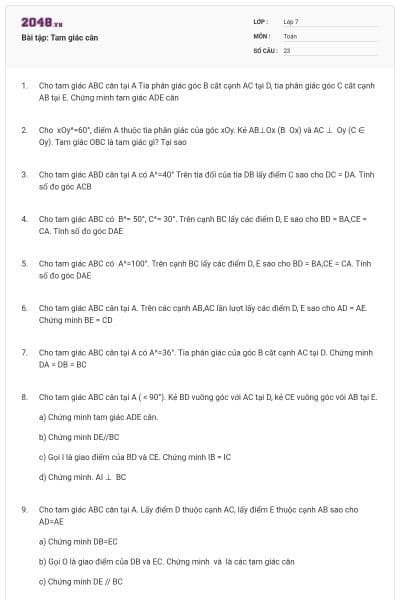 Bài tập: Tam giác cân