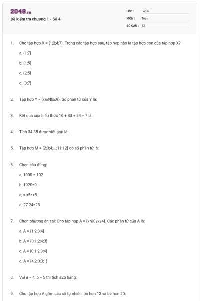 Đề kiểm tra chương 1 - Số 4