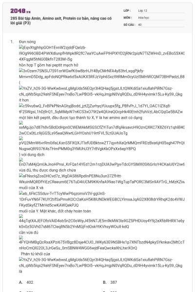 285 Bài tập Amin, Amino axit, Protein cơ bản, nâng cao có lời giải (P3)