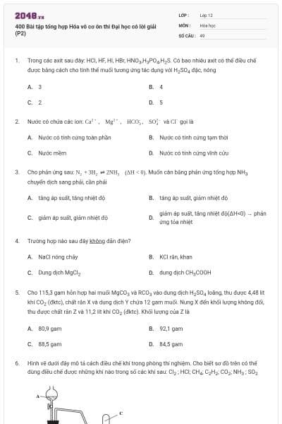 400 Bài tập tổng hợp Hóa vô cơ ôn thi Đại học có lời giải (P2)