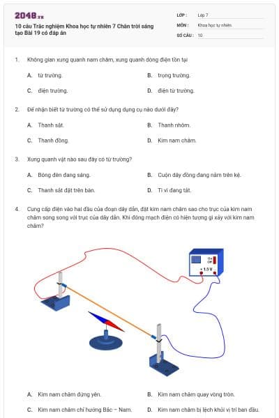 10 câu Trắc nghiệm Khoa học tự nhiên 7 Chân trời sáng tạo Bài 19 có đáp án