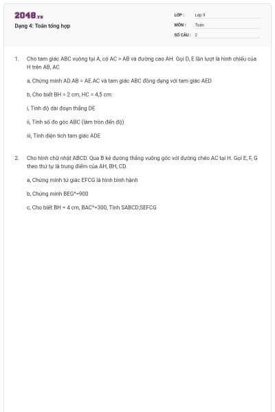 Dạng 4: Toán tổng hợp