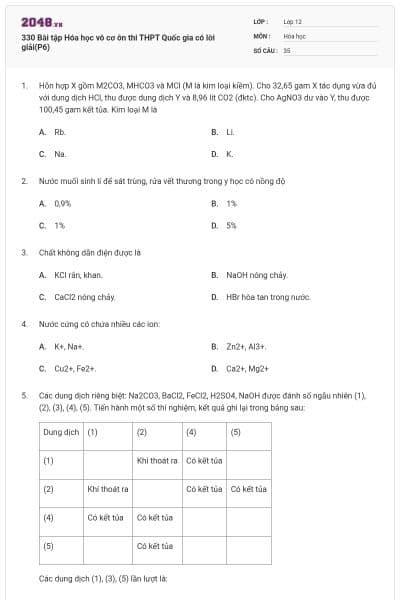 330 Bài tập Hóa học vô cơ ôn thi THPT Quốc gia có lời giải(P6)