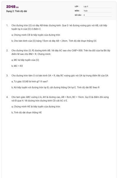 Dạng 2: Tính độ dài