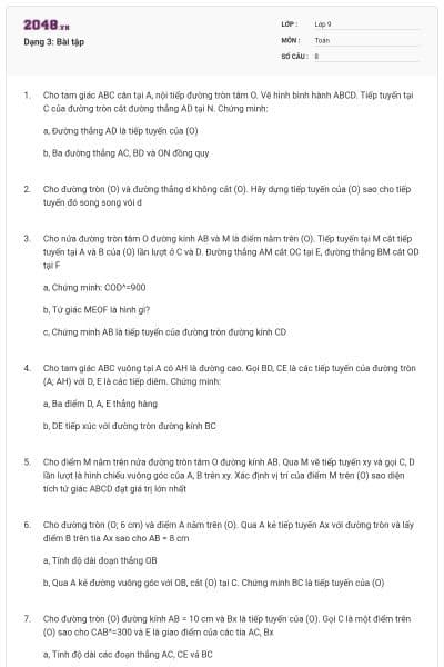 Dạng 3: Bài tập