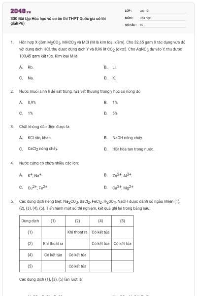 330 Bài tập Hóa học vô cơ ôn thi THPT Quốc gia có lời giải(P6)