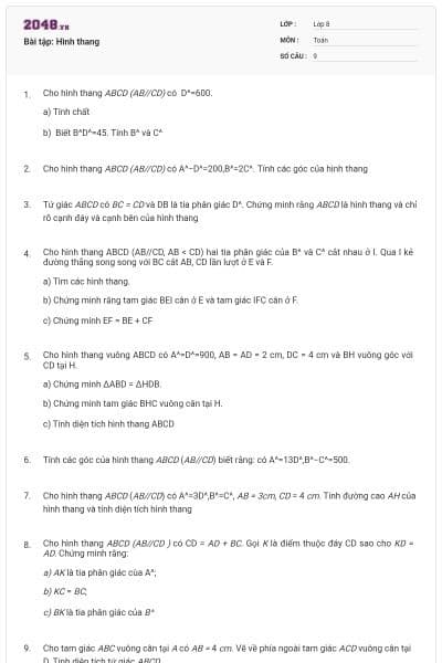 Bài tập: Hình thang