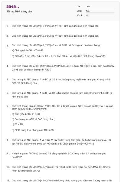 Bài tập: Hình thang cân