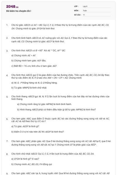 Đề kiểm tra chuyên đề I