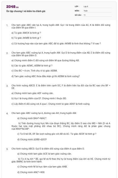 Ôn tập chương I và kiểm tra đánh giá