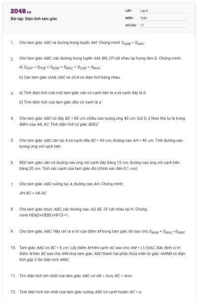 Bài tập: Diện tích tam giác