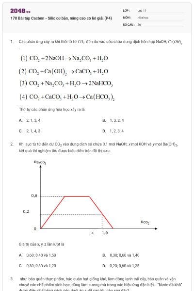 170 Bài tập Cacbon - Silic cơ bản, nâng cao có lời giải (P4)