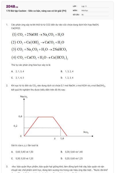 170 Bài tập Cacbon - Silic cơ bản, nâng cao có lời giải (P4)