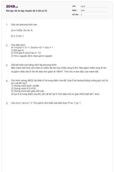 Bài tập: Đề ôn tập chuyên đề 4 (đề số 4)